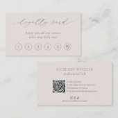 Neutraal beige minimale hart QR-code Elegant Moder Klantenkaartje (Voorkant / Achterkant)