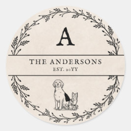 Neutraal Beige Minimalistisch Huwelijkscadeau Mono Ronde Sticker
