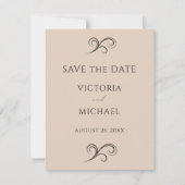 Neutraal beige minimalistische bruiloft save the date (Voorkant)