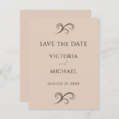 Neutraal beige minimalistische bruiloft save the date (Voorkant / Achterkant)