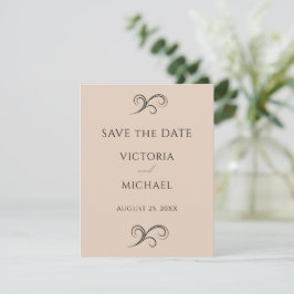 Neutraal beige minimalistische bruiloft save the date
