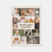 Neutraal Beige Moderne Gepersonaliseerde 16 Fotoco Fleece Deken (Voorkant)