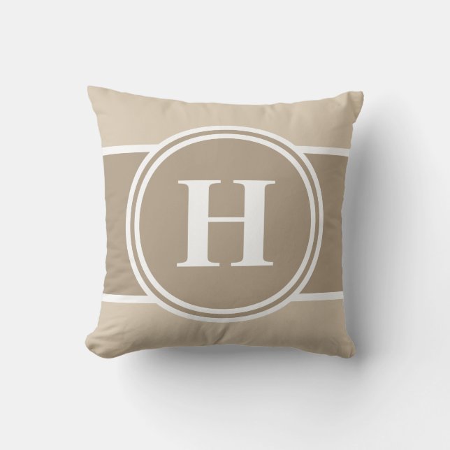 Neutraal beige  monogram Sierkussen (Voorkant)