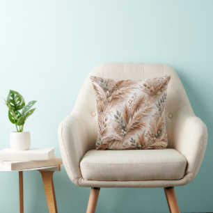 Neutraal Beige Pampasgras Boho Botanisch Kussen