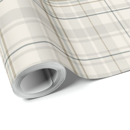 Neutraal Beige Plaid Gift Wrap | Moderne minimalis Cadeaupapier (Rol Hoek)
