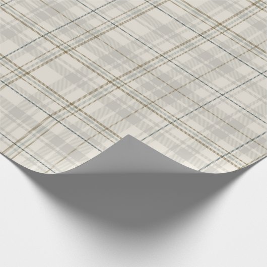 Neutraal Beige Plaid Gift Wrap | Moderne minimalis Cadeaupapier (Hoek)