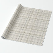 Neutraal Beige Plaid Gift Wrap | Moderne minimalis Cadeaupapier (Uitgerold)