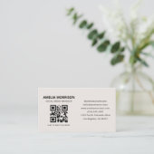 Neutraal Beige QR Code Minimalist Professional Visitekaartje (Staand voorkant)