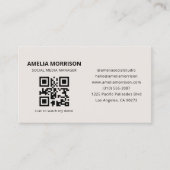 Neutraal Beige QR Code Minimalist Professional Visitekaartje (Voorkant)