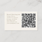 Neutraal beige QR-code Visitekaartje minimalistisc (Achterkant)