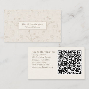 Neutraal beige QR-code Visitekaartje minimalistisc