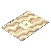 Neutraal Beige Retro Golven Persoonlijk Monogram Notitieboek (Linkerzijde)