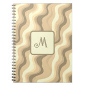 Neutraal Beige Retro Golven Persoonlijk Monogram Notitieboek (Voorkant)