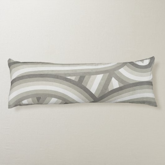 Neutraal/beige retro regenboog strepen patroon lichaamskussen (Achterkant)