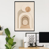 Neutraal Beige Scandinavisch Abstract Design Poster (Thuiskantoor)