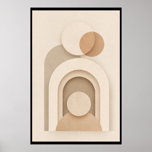 Neutraal Beige Scandinavisch Abstract Design Poster (Voorkant)