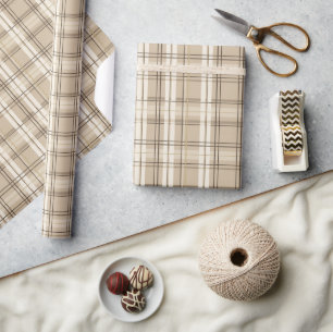 Neutraal Beige Schotlandse ruit Tartan Cadeaupapier