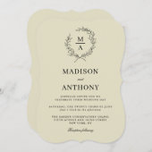 Neutraal beige Simple Elegant Monogram Weddenschap Kaart (Voorkant / Achterkant)