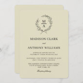 Neutraal beige Simple Elegant Monogram Weddenschap Kaart (Voorkant / Achterkant)