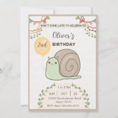 Neutraal beige slak verjaardag uitnodiging (Voorkant)