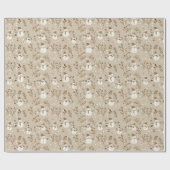 Neutraal beige sneeuwman patroon w / sneeuw en twi cadeaupapier (Vlak)