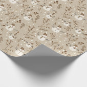 Neutraal beige sneeuwman patroon w / sneeuw en twi cadeaupapier (Hoek)