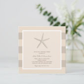 Neutraal beige Starfish Beach Wedding Rehearings Kaart (Staand voorkant)