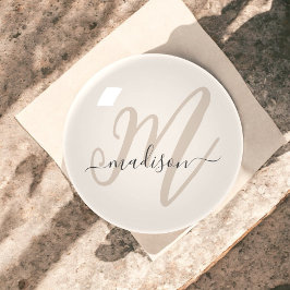 Neutraal Beige Stijlvolle Naam en Monogram