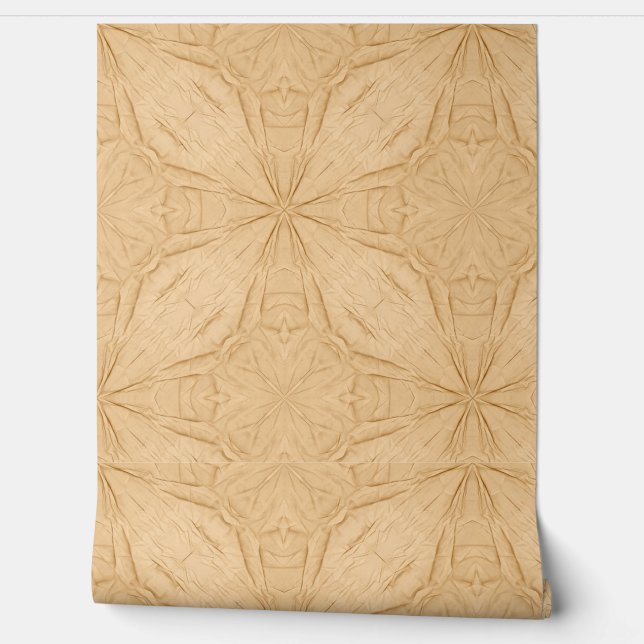Neutraal beige tan gerimpeld papier textuur ontwer behang (Afrollen)