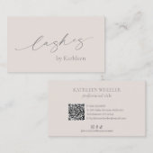 Neutraal Beige Tan QR Code Elegante Wimpers Modern Visitekaartje (Voorkant / Achterkant)
