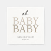 Neutraal Beige Twin Baby shower Servet (Voorkant)