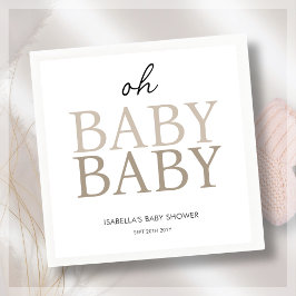 Neutraal Beige Twin Baby shower Servet