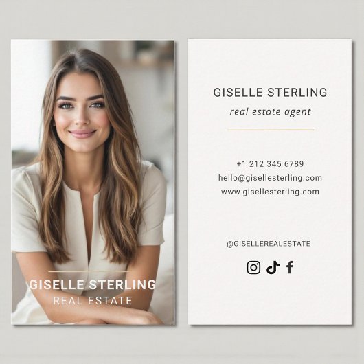 Neutraal Beige Vastgoedmakelaar Minimal Modern Visitekaartje