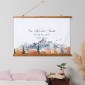 Neutraal Berg Aquarel Trouwgastenboek Hangend Wandkleed (Slaapkamer)