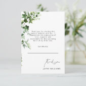 Neutraal bericht Greenery Baby shower Dank u Bedankkaart (Staand voorkant)