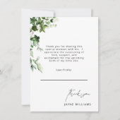 Neutraal bericht Ivy Baby shower Dank u Kaart (Voorkant)