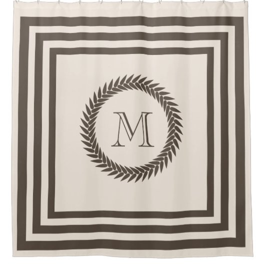 Neutraal biscotti en Fancy cacao monogram Douchegordijn (Voorkant)