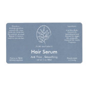 Neutraal blauw blauw blauw modern botanisch produc etiket (Voorkant)