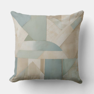 Neutraal Blauw Groen Beige Abstracte Geometrische  Kussen