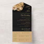 Neutraal Bloem Boeket-Bruiloft All In One Uitnodiging (Binnen)