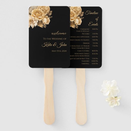 Neutraal Bloem Boeket-Bruiloft Programma- Handwaaier (Voorkant en achterkant)