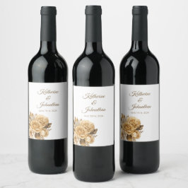 Neutraal Bloem Boeket-Bruiloft- Wijn Etiket