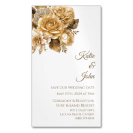 Neutraal Bloem Boeket-Wit-Save Onze Datum- Magnetisch Visitekaartje