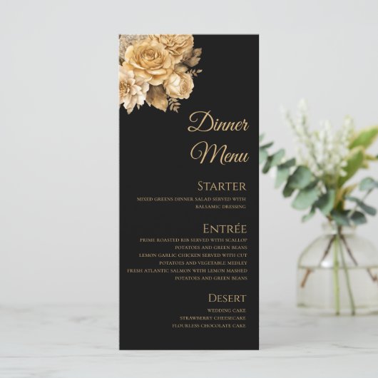 Neutraal Bloemboeket-Bruiloft Menu- Menu (Staand voorkant)