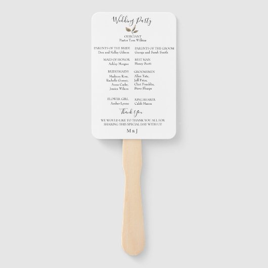 Neutraal bloemboeket bruiloft programma fans handwaaier (Achterkant)