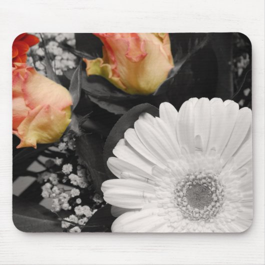 Neutraal bloemendesign muismat (Voorkant)