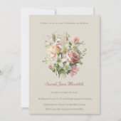 Neutraal bloemenkruisdoop kaart (Voorkant)