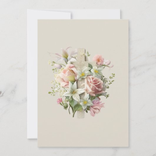 Neutraal bloemenkruisdoop kaart (Achterkant)