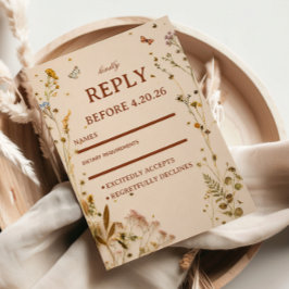 Neutraal Bloemig Elegant RSVP Kaartje
