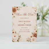 Neutraal Bloemig Elegant Vintage Save The Date (Staand voorkant)